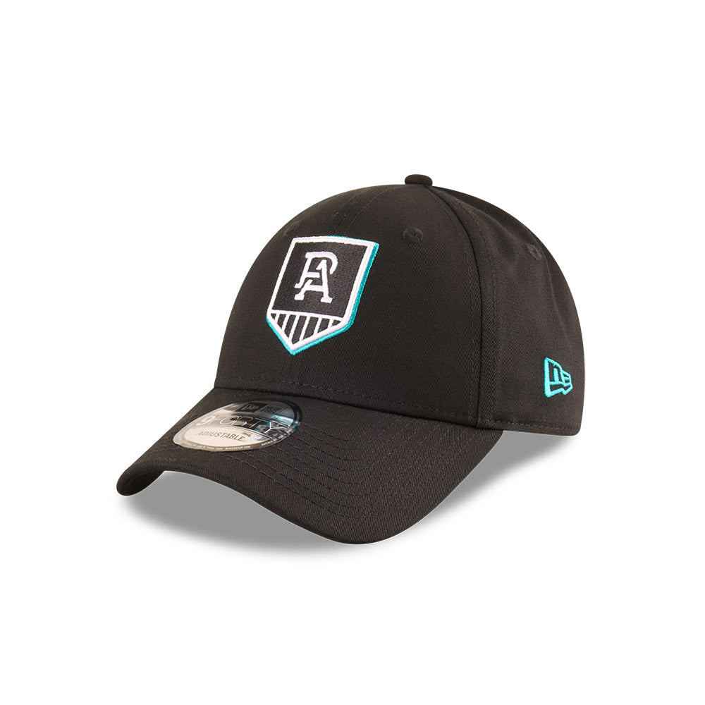 Port Adelaide Power Youth Hat - AFL 2025 Badged Black OTC 9Forty Kids Strapback Cap - New Era